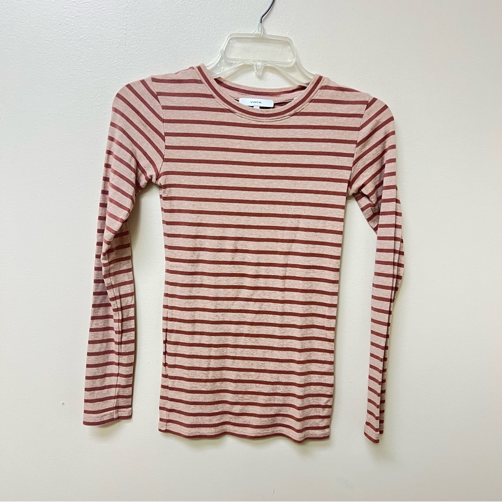 Vince Feeder Stripe Long-Sleeve Crewneck Tee View 6